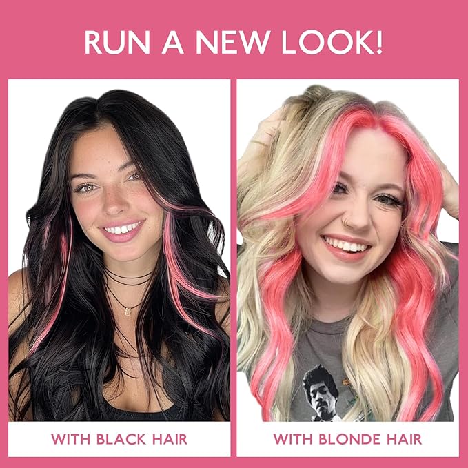 WENNALIFE Light Pink Clip in Hair Extensions Real Human Hair 35g 6pcs 18 Inch Colored Hair Extensions for Kids Women Colorful Hair Pieces Pop-up Style Straight Extensiones De Cabello Humano Con Clip