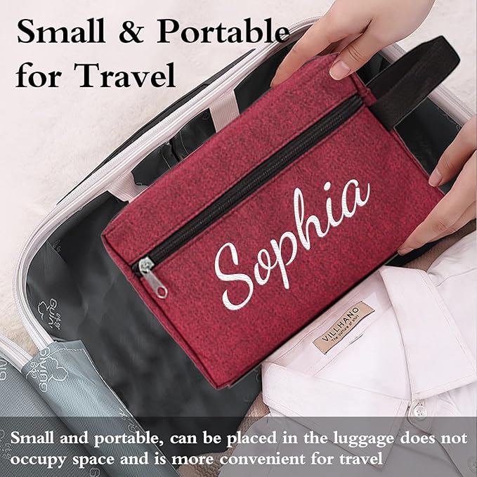 Personalized Toiletry Bag for Men, Embroidered Name Mens Toiletry Travel Bag, Waterproof Canvas Shaving Bag with Large Capacity, Custom Men Hanging Toiletries Bag for Traveling (Black)