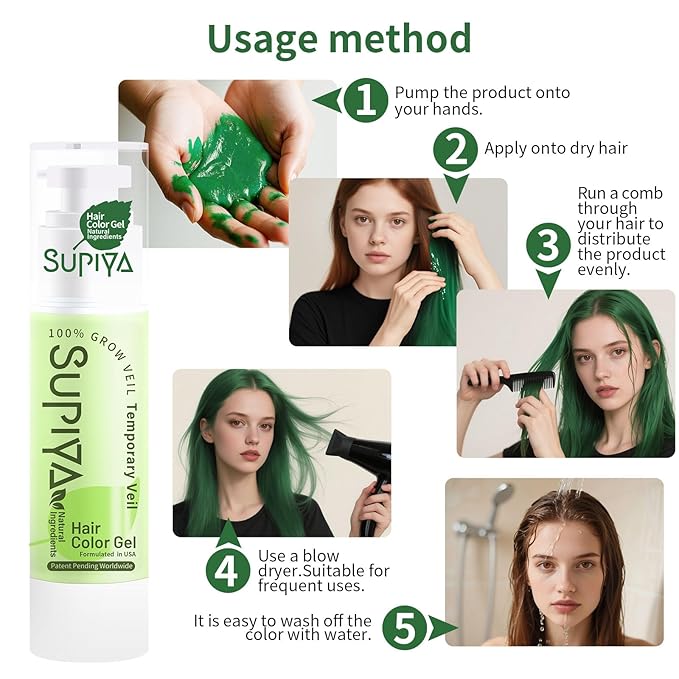 Temporary Hair Styling Color Serum, Green Blue Purple Red Hair Dye Color Gel Washable Natural Instant Hair Color Wax for DIY Hairstyle for Kids Men Women(Blue#15)