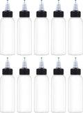 10 Pcs 2oz Plastic Squeeze Bottles with Twist Top Cap, 60ml Clear Dispensing Bottles, Empty Squirt Bottle for Liquids, Sauces, Arts, Crafts, Travel