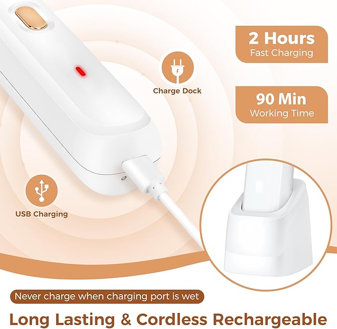 Bikini Trimmer for Women, 5-in-1 Waterproof Electric Razors for Women, Rechargeable Pubic Hair Trimmer, Electric Shaver with Travel Pouch, Body Shaver for Private Area Underarm Leg Face Nose, White