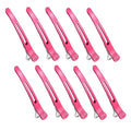 10 pcs Professional Hair Clips for Styling Sectioning - Sectioning Hair Clips for Styling, No-Crease Silicone Band& Anti-Slip Grip, Hair Cutting Clips for Blowouts, Curling, Coloring （Rose Red）