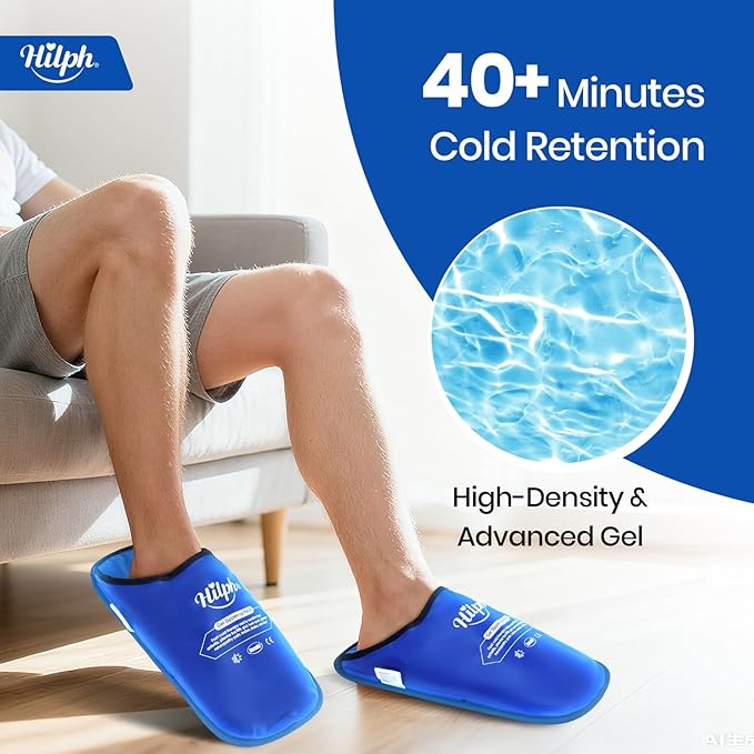 Hilph XL Foot Ice Pack Slippers for Foot Surgery, 2 Packs Extra Large Hot Cold Packs Gel Ice Slippers for Big Feet, Sever Swelling, Bunion Surgery, Plantar Fasciitis, Neuropathy, Gout