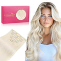 WENNALIFE 24 Inch Clip in Hair Extensions - 120g 7pcs Real Human Hair, White Blonde Remy Double Weft