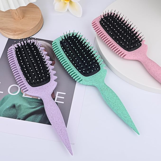 Curly Hair Brush for Detangling, Shaping and Defining Curls, Waves & Coils on All Light Wet or Dry Hair Types for Women and Men, Reduce Tangling, Curl Defining Brush, Cyan