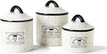 American Atelier Canister Set 3-Piece Ceramic Jars in Small, Medium, Large with Airtight Lids for Cookies, Candy, Coffee, Flour, Sugar, Rice, Pasta, Cereal & More (Farm Fresh)
