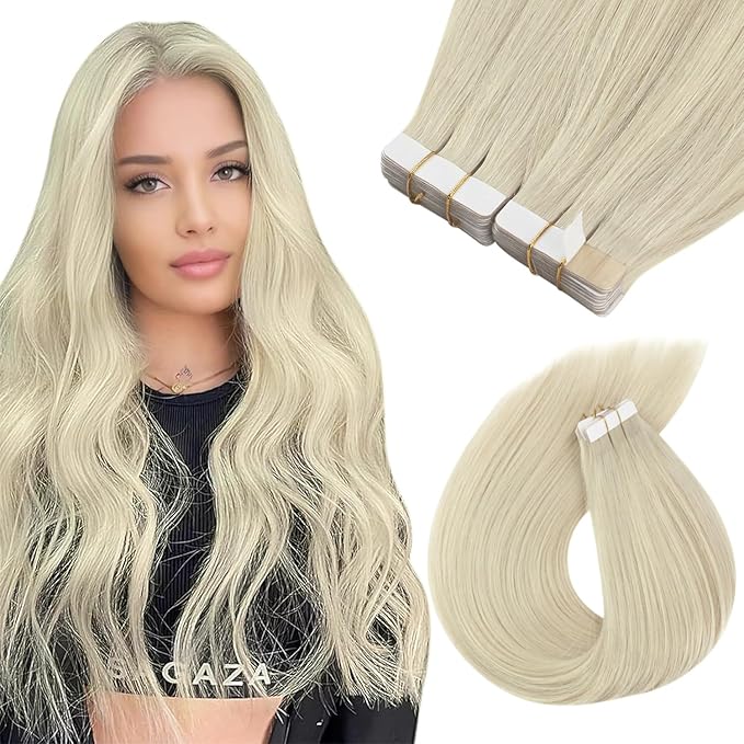 Sunny Hair Tape in Hair Extensions Human Hair 12inch Hair Extensions Real Human Hair Tape in Extensions for Women Solid Blonde Virgin Hair Natural Straight Skin Weft Double Sided Tapes 20Pcs 30g