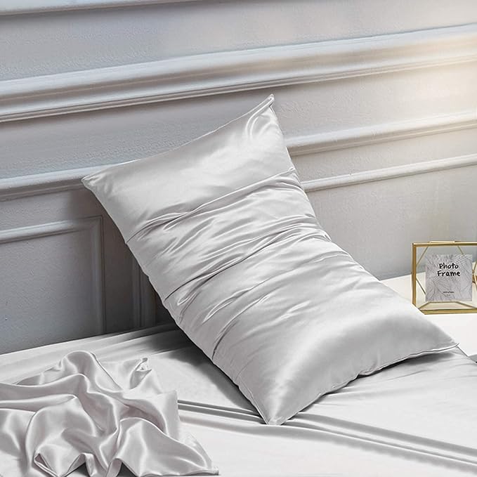 NTBAY Satin Body Pillowcase for Hair and Skin, Luxurious and Silky Pillow case with Envelope Closure, 20x54 Inches, Silver Grey