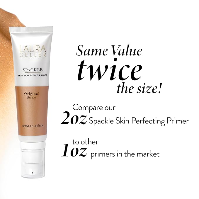 LAURA GELLER NEW YORK Spackle Primer - Bronze - Super-Size 2 Fl Oz - Hyaluronic Acid Makeup Primer for Mature Skin