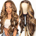 Body Wave Lace Front Wig Human Hair Pre Plucked 180% Density 13x6 HD Lace 22 Inch P4/27 Honey Blonde Frontal Wig for Black Women Glueless Ombre