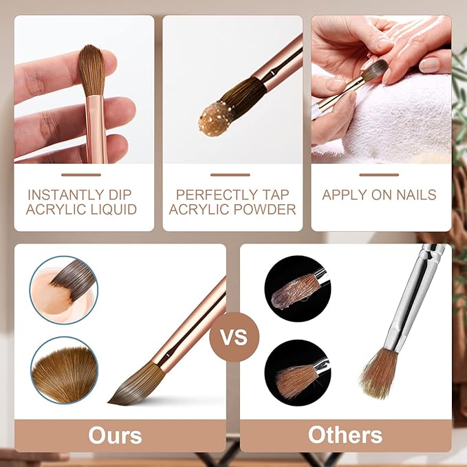 Acrylic Nail Brush Size #16,KEMEISI 100% Pure Kolinsky Nail Art Brushes Sturdy Handle Oval Shaped Acrylic Powder Nail Design Tools for Professional Manicure DIY Home Salon (Gold)