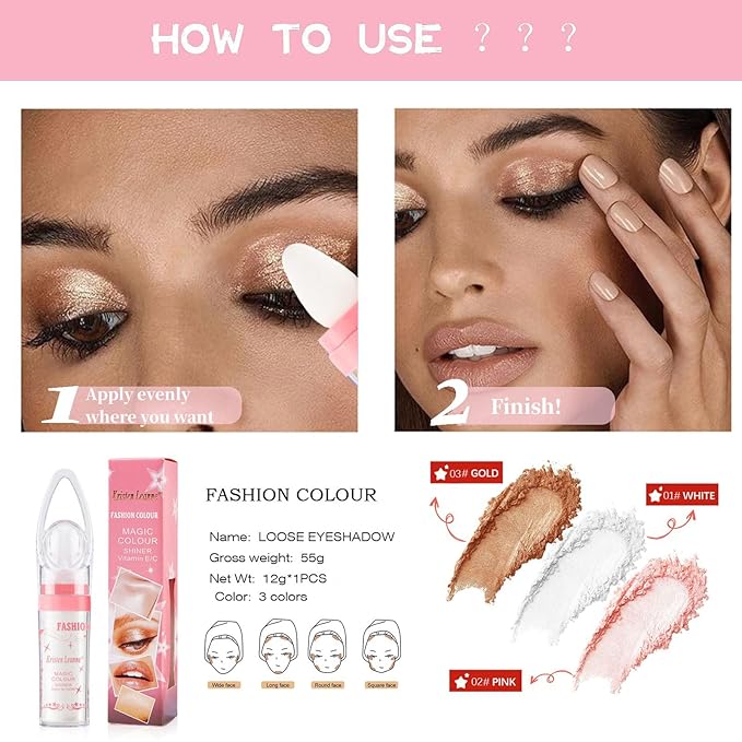 Polvo De Hadas Fairy Highlight Patting Powder Body Brightens the Natural Three-dimensional Patting Powder Blusher(01# White Moonbeam)