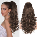 24 Inch Ponytail Extension, Clip on Ponytails for Women, Long Curly Wavy Ponytail Extensions for Women, Synthetic Layered Pony Tails Hair Extensions (Color: Dark Chocolate Brown)