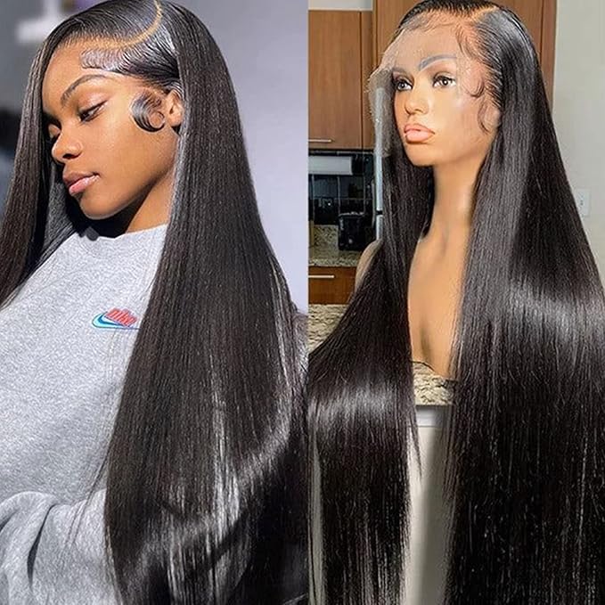 Lemoda Full 13x6 SKINLIKE Real HD Lace Frontal Wigs 15A Brazilian Straight Virgin Human Hair Lace Frontal Wigs 200% Invisible 0.1mm Ultra-thin Frayed Ends Lace Front Wig Pre Plucked Tiny Knots 24Inch