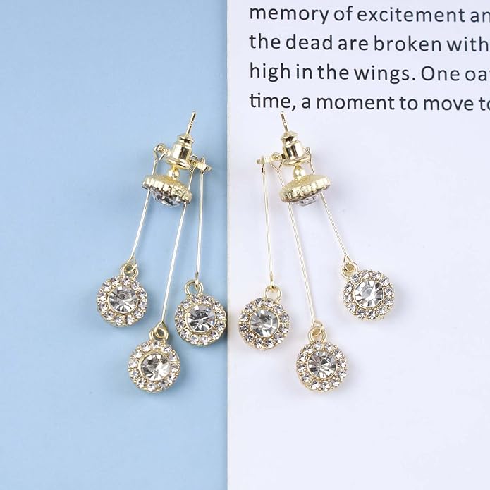 Vintage Crystal Chandelier Drop Earrings Rhinestone Ball Dangle Earrings Gold Rhinestone Stud Earrings Sparkle Bridal Chandelier Earrings Jewelry for Women