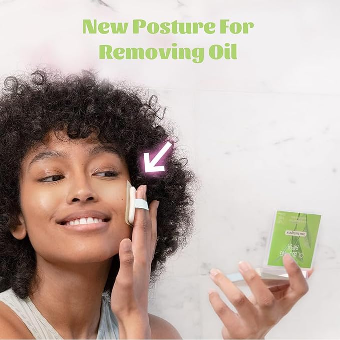 2 Pack Oil Blotting Sheets for Face, Oil Blotting Paper Green Tea Total 100 sheets with Portable Mirror Case & Makeup Puff Makeup Friendly