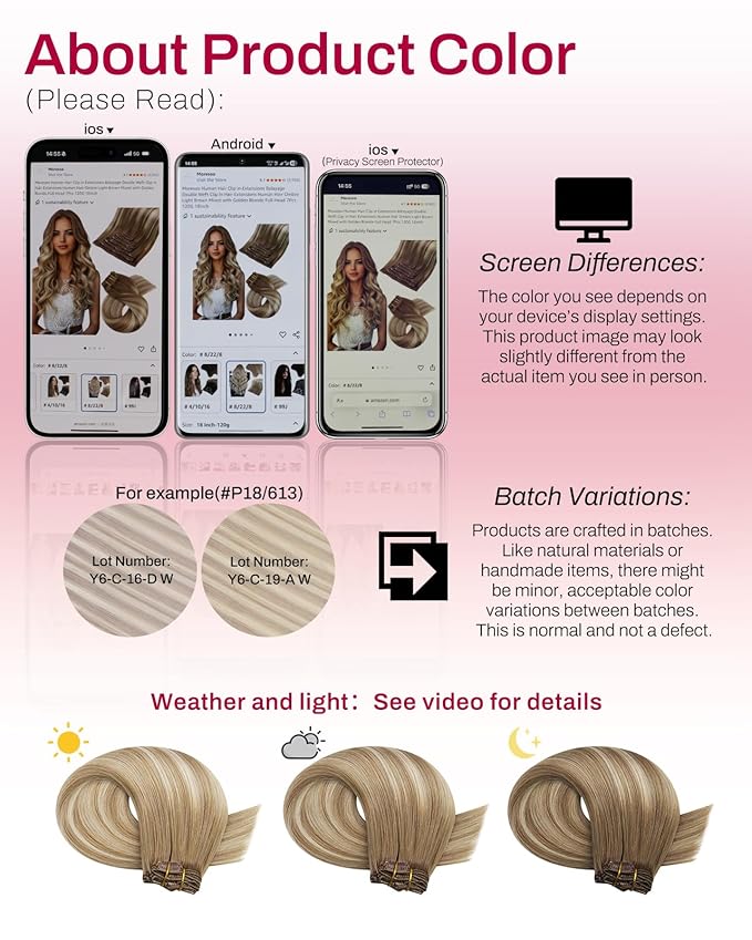 Moresoo Clip in Hair Extensions Real Human Hair Light Brown to Medium Blonde Balayage Clip ins Human Hair Extensions Double Weft Ombre Light Brown to Medium Blonde Thick 135g/7pcs 16in
