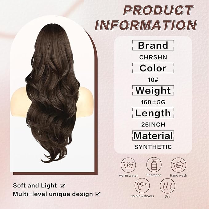 Ponytail Extension, Drawstring Ponytail Extension for Women 23 Inch Long Brown Wavy Pony Tails Hair Extensions Synthetic Clip in Ponytail Hairpiece for Women (Medium Brown)