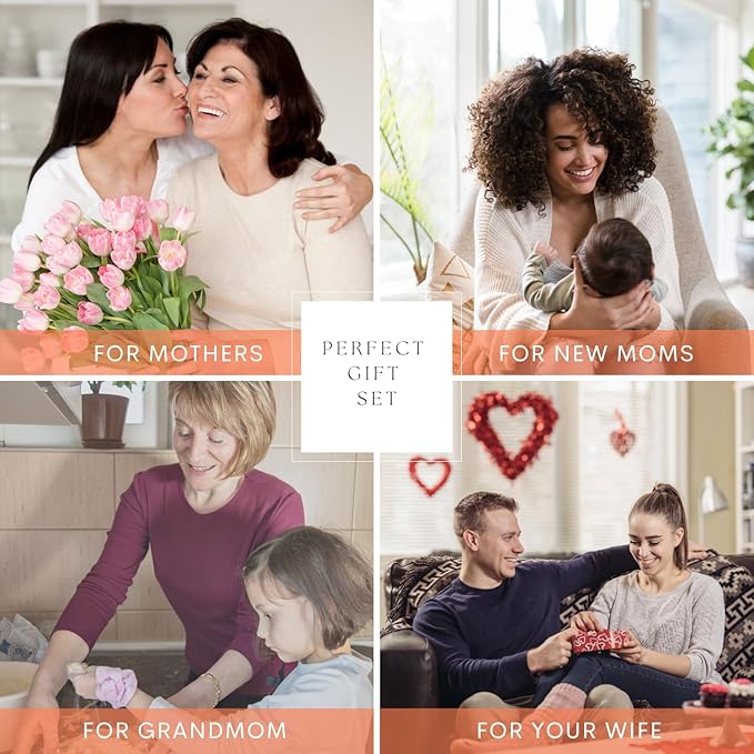 Spa Gift Set with Robe - 7 pc for New Mothers Postpartum Moms & Expecting- Luxurious Gift Set w Jasmine Candle Honey Lotion Coconut Oatmeal Body Scrub - All-Natural for Self-Care. Push present.