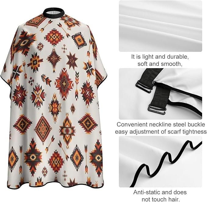 Extra Long Hair Styling Cape, Professional Hair Cutting Apron Navajo Aztec Pattern Shampoo Cutting Household Capes Wrap for Hair Cutting Styling