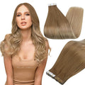 Full Shine Tape in Hair Extensions Human Hair 12Inch Tape Extensions Color 10 Golden Brown to 14 Dark Blonde Ombre Tape ins Human Hair Extensions Seamless Remy Human Hair 30G 20pcs for Wedding