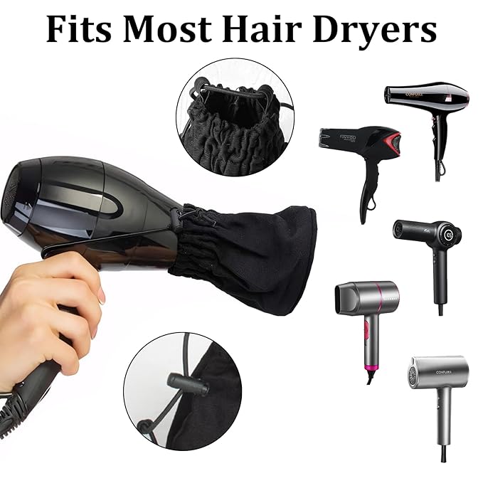 Diffuser Sock for Hair Dryer Curly Hair, Foldable Travel Diffuser Hair Dryer Attachment, for Curly and Wavy Hair, Fits Most Standard Size Hair Dryers (Silver)