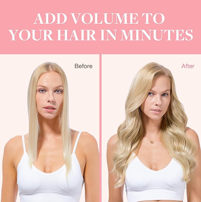 GOO GOO Clip in Hair Extensions Real Human Hair, Remy Human Hair Extensions Clip ins for Women, Natural Human Hair, 22inch 120g 7Pcs, 18A/613A Dark Blonde Highlighted Bleach Blonde