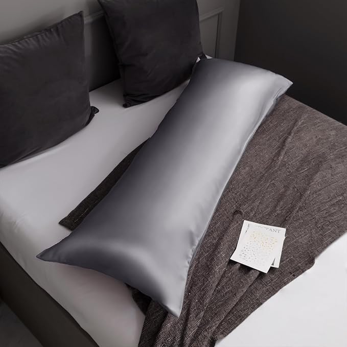 TELUS Body Cooling Pillow Case Cover, Bamboo Rayon & Lyocell Pillowcase with Zipper Closure, Breathable Pillow Case for Hot Sleepers and Night Sweats, 20x54 inches, Deep Grey