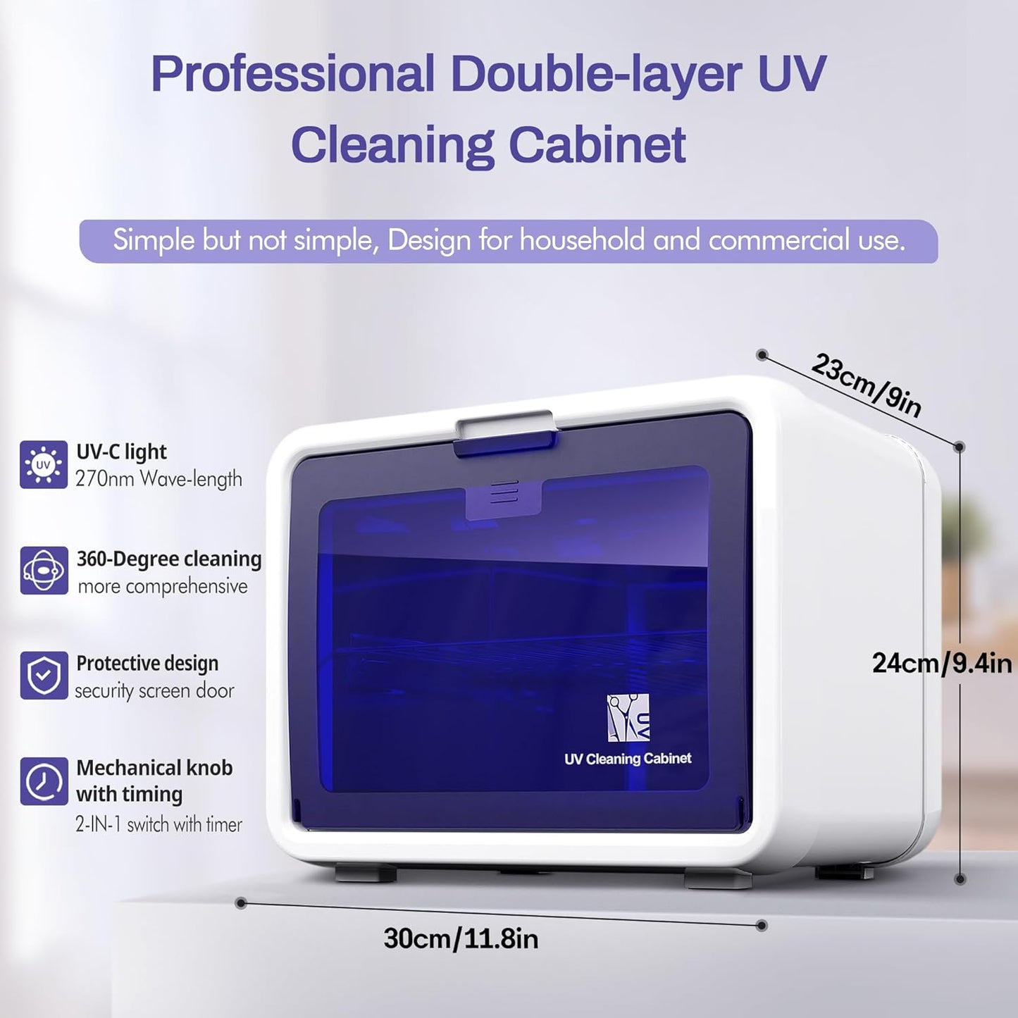 UV Light Nail Tool Cleaning Box,10L Cleaning Supplies for Barber, Multi-Functional Nail Cleaner Box Cleaning Cabinet for Spa Beauty or Home Use