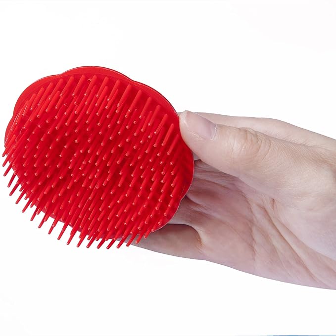 Hair Scalp Brush Dandruff Cleaning Brush Shower Scalp Shampoo Brush Scalp Massager Pack of 4 (Black and red)