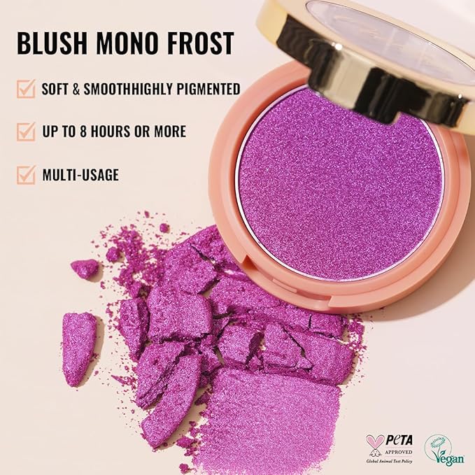 Oulac Luminisers Powdery Blush for Cheeks Sliky Glow,Brighten Skin As Highlighter Blush Makeup, Shimmer Blusher,Buildable and Vegan Cosmetics,4.8g F13 Carnival