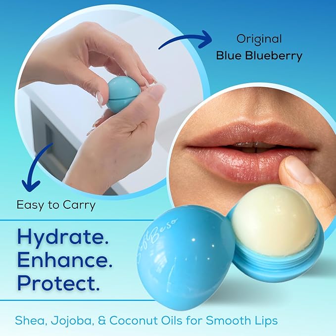 SoftBeso Lip Balm| Blueberry Flavor |Vegan Lip Care|Clean Ingredients | Lip Balm for Beautiful, Soft Lips | Hydrating & Nourishing Lip Care Products | Premium Lip Balm ball