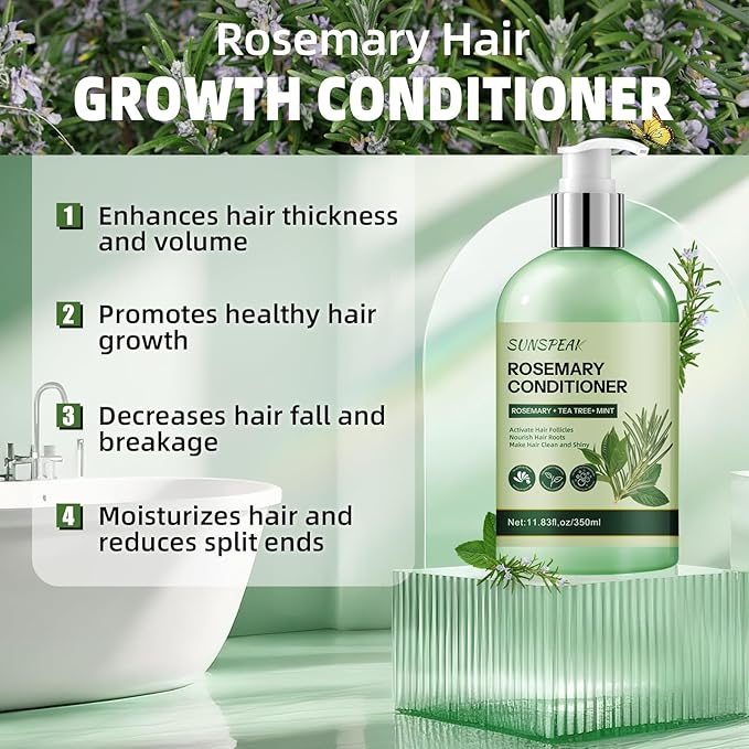 Rosemary Conditioner for Hair Growth: Thickening Moisturizing Conditioner for Men & Women with Mint Tea Tree Oil Biotin - Strengthening Formula for Anti-Hair Loss & Thinning Hair & Frizz-Control