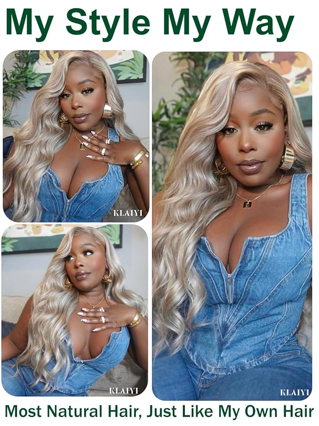 KLAIYI Ombre Ash Blonde Loose Body Wave Pre Everything Glueless 13x4 Lace Front Wigs Human Hair Balayage Precut Pre Plucked Bleached Bye Bye Knots 30S Ready to Wear and Go Wig Beginner Friendly 20Inch