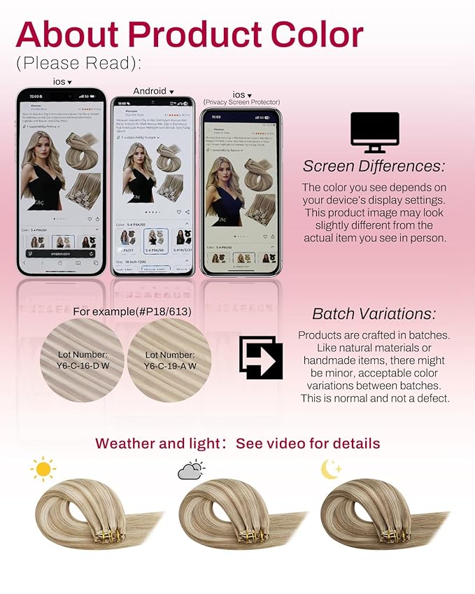 Moresoo Seamless Clip in Hair Extensions Human Hair Remy Straight PU Weft Human Hair Clip in Extensions Full Head Light Brown Highlight with Blonde 7pcs/120g 14inch