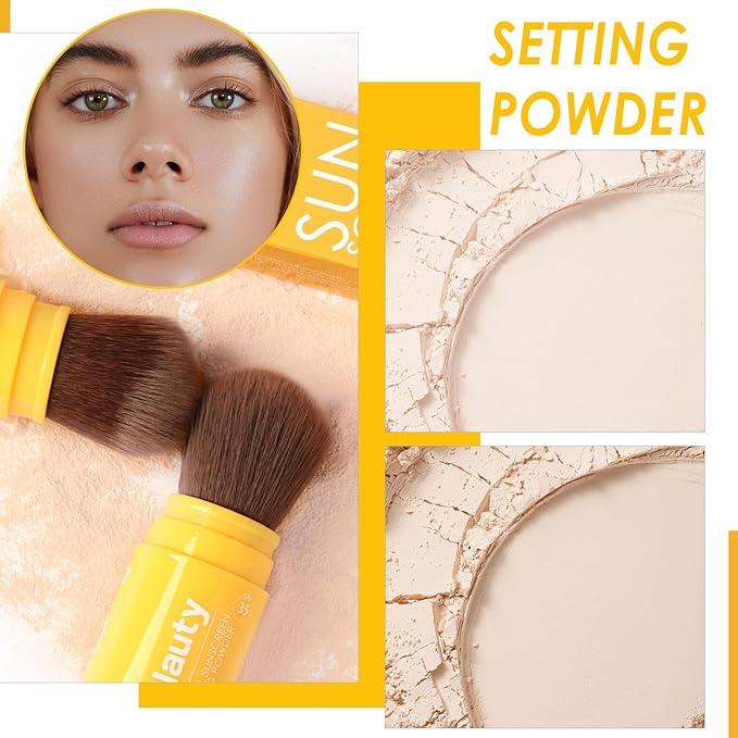 Mineral Setting Powder, Matte Oil Control Mineral Brush Powder for Face, Natural Translucent Loose Setting Powder, Lasting Lightweight Breathable Face Powder for All Skin (Medium, 8g)