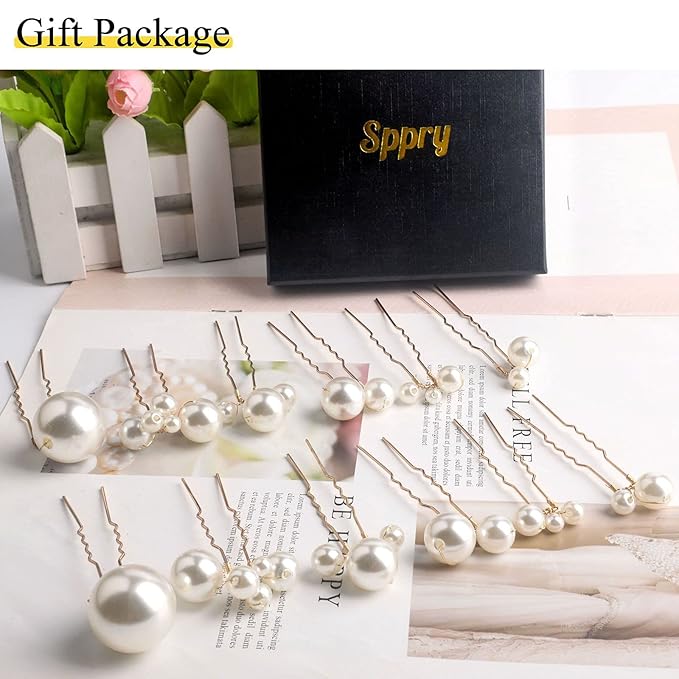 U Shaped Pearl Hair Pins for Wedding, Elegant Updo Hair Accessories for Bridal or Women, Set of 12 (Silver)