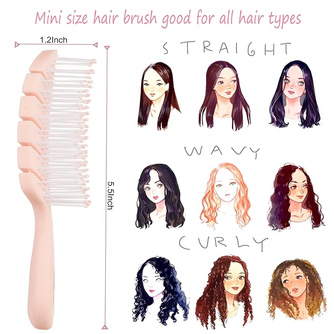 Sofmild Mini Detangler Hair Brush, Small Travel Shower Detangling Brush Glide Through Tangles & Gently Untangle Knots, For Women Purse, Pocket, Car Essentials