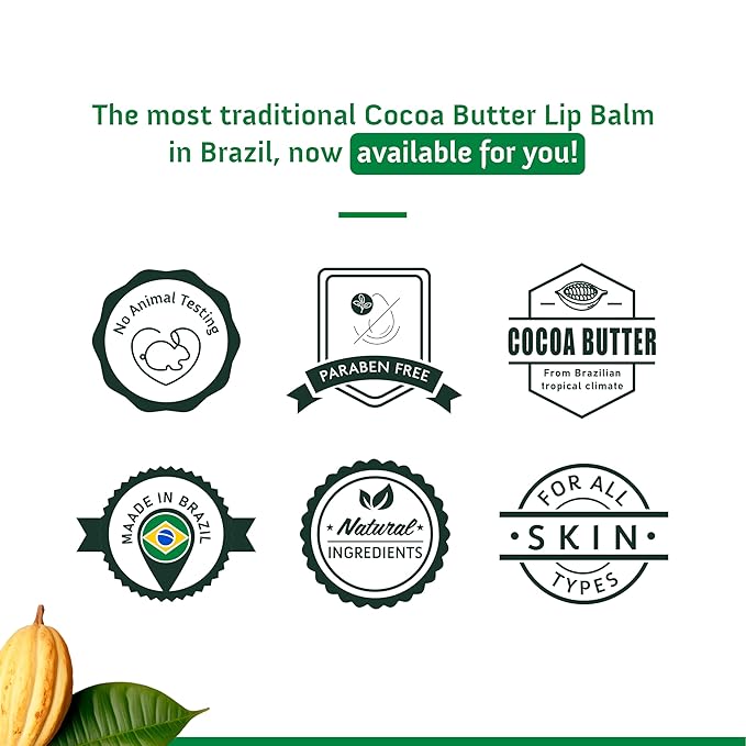 Moisturizing Lip Balm Cocoa Butter Box of 10, Moisturizing Hydrated Lips, Ligth Yellow, 0.13 Fl Oz, 1