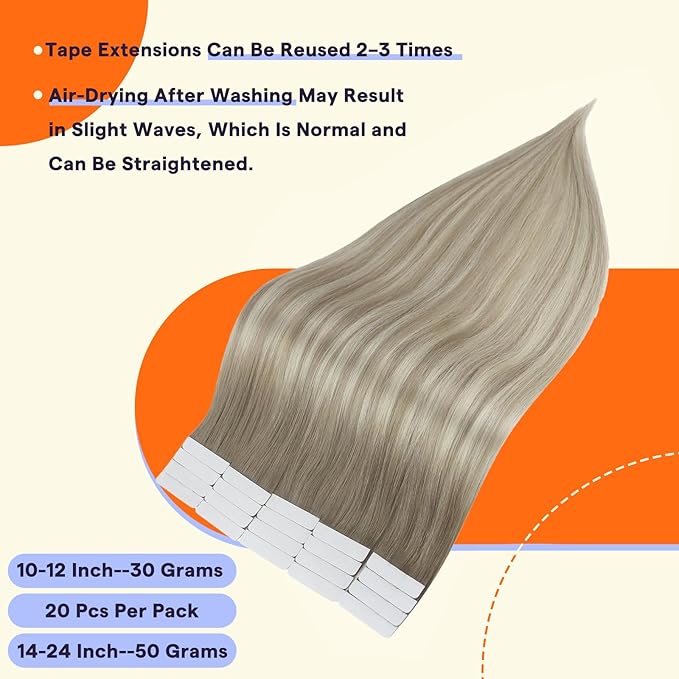 Full Shine Human Hair Tape in Extensions Color 19/8/60 Blonde and Brown Balayage 20PCS Invisible Remy Soft Double Sided Tape in Hair Extensions Human Hair 50 Grams Natural Straight 16 Inch for Party