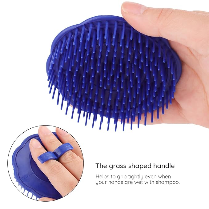 Segbeauty Hair Scalp Brush, 2Pcs Palm Massage Shampoo Brushes, Men Beard Comb Scalp Scrubber Floriated Shower Comb for Washing Hair, Pet Shower Grooming, Salon, Travel