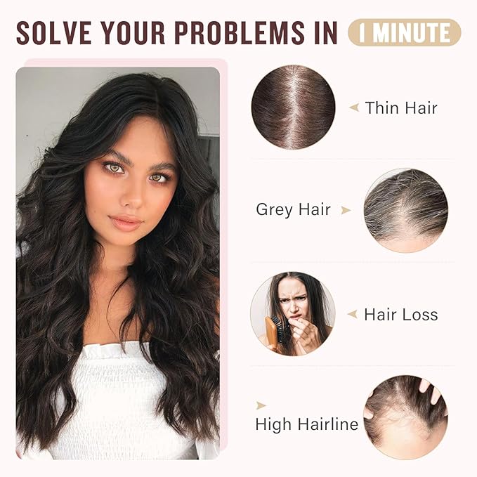Hairro 18 Inch Long Hair Toppers Wavy with Side Bangs for Women, Clips In Synthetic Hairpieces Capless, for Adding Volume/Birthday/Party/Halloween/Cosplay Dress Up, Light Brown Mix Blonde