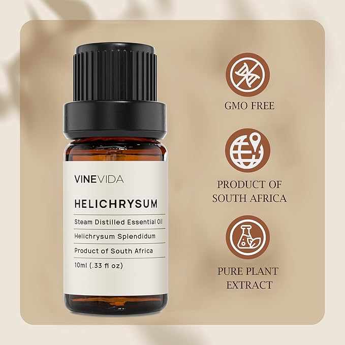 VINEVIDA Helichrysum Essential Oil 10 mL - Pure, Undiluted Helichrysum Oil for DIY Candle Scents and Soapmaking - Safe for Skin