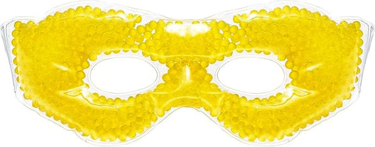 Gel Eye Mask, Yellow - Cold Compress Ice Pack with Gel Beads - Microwave Safe for Heat Therapy - Great for Puffy Eyes, Dark Circles, Dry Eyes, Soothing Headaches