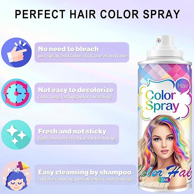 Red Hair Spray, Red Hair Spray Temporary for Women Kids Men, Red Hair Wax Dye, Temporary Hair Dye, Washable Hair Color Dye Non-Sticky, for Christmas Party,Halloween Crazy Hair Day,Cosplay(120ML)