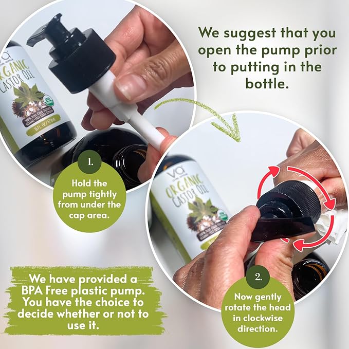 Pure Organic Castor Oil 32oz – Cold Pressed, Unrefined, USDA Organic – Glass Bottle for Hair Growth, Eyelashes, Eyebrows, Face & Castor Oil Packs