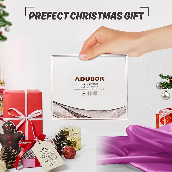 Adubor 100% Silk Pillowcase - Mulberry Silk Pillow Cases, 23 Momme 6A Grade Fibers, Silk Pillow Case for Hair and Skin Health, with Hidden Zipper (Standard 20''×26'', Dark Purple, 1PC)