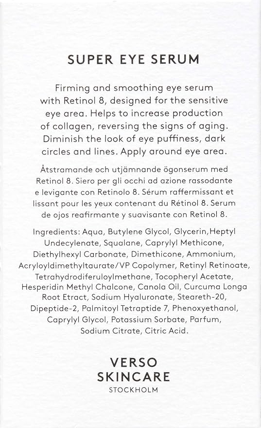 Verso Skin Care | Super Eye Serum | Rejuvenating Under Eye Serum for Youthful Skin | Eye Care Made Easy (0.67 fl oz)
