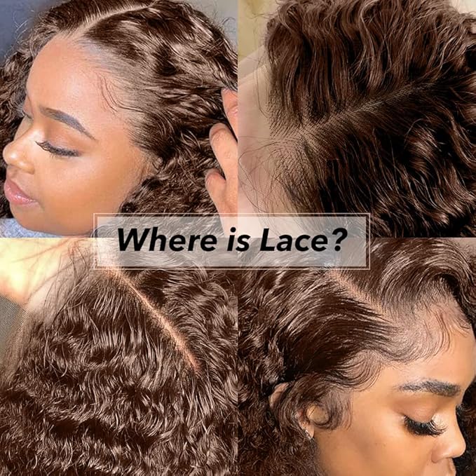 250% Density 32 Inch Mongolian Deep Lace Front Wigs Human Hair 13x6 Auburn Brown HD Transparent Lace Front Wigs for Women With Baby Hair Chocolate Curly Lace Front Wigs