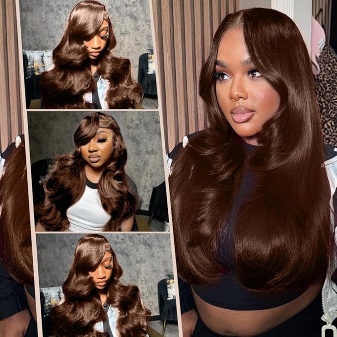 250 Density SKINLIKE HD Lace Wig Human Hair 13x6 15A Chocolate Brown Human Hair Wigs Invisible 0.1mm Ultra-thin Frayed Ends Full Cuticle Aligned Virgin Hair Lace Frontal Wig 20 Inch